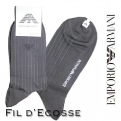 ARMANI CHAUSSETTES GRIS ANTRACITE LOGO EAGLE FIL D'ECOSSE STYLE 2