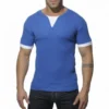 ADDICTED - AD232 T-SHIRT RIBBED BLEU ROYAL