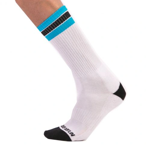 CHAUSSETTES HAUTES FASHION PARIS BLANC/NOIR/TURQUOISE - BARCODE 3 CHAUSSETTES HAUTES FASHION PARIS BLANC/NOIR/TURQUOISE - BARCODE