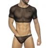 CROP TOP PLUMETTI NOIR TS297 - ES COLLECTION -mg MEN GENERATION SOLDES crop top plumetti noir ts297 es collection