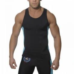 ES SP019 DEBARDEUR SPORT TANK TOP NOIR/TURQUOISE