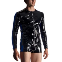 GILET ZIPPE BRILLANT NOIR M954 - MANSTORE