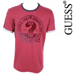GUESS - T-SHIRT LOUNGWEAR BORDEAUX 100 % COTON