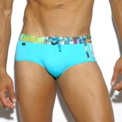 SLIP DE BAIN TURQUOISE CONTRAST STRIPES 1722 – ES COLLECTION