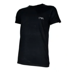 T-SHIRT NOIR COL RONG LOGO ARMANI ARGENTE - EMPORIO ARMANI