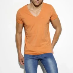 T-SHIRT EMBRODERY ORANGE COL V TS143 - ES COLLECTION