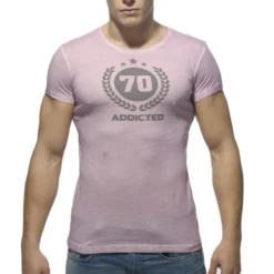 T-SHIRT ROSE VARSITY COL ROND AD321 - ADDICTED