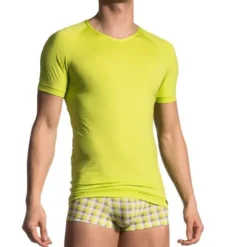 T SHIRT VERT ANIS COL V RED1702 - OLAF BENZ